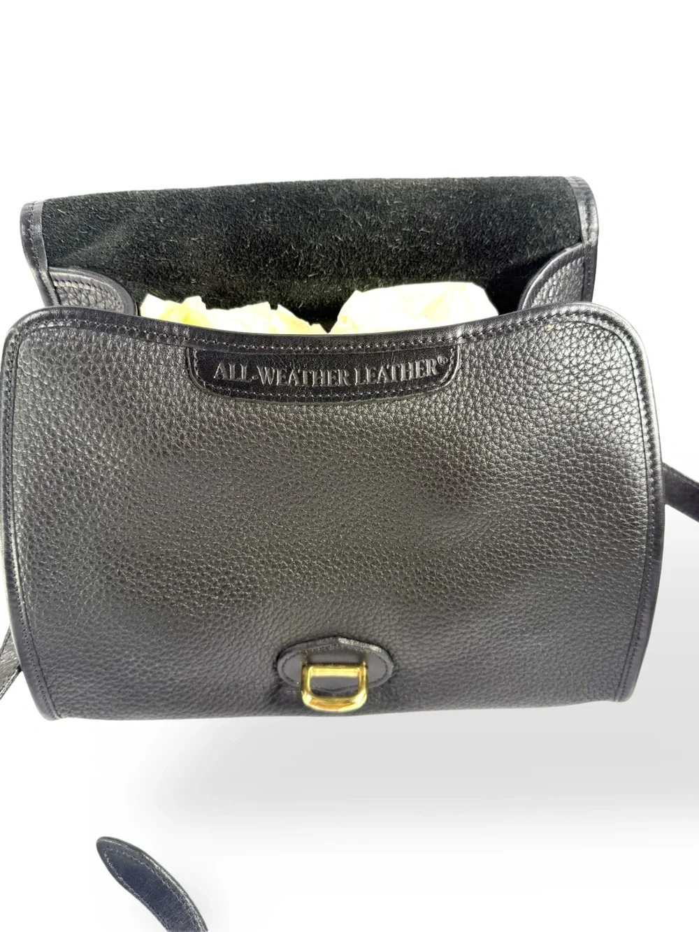 Dooney & Bourke Black Pebbled Leather Messenger with Gold-Tone Buckle